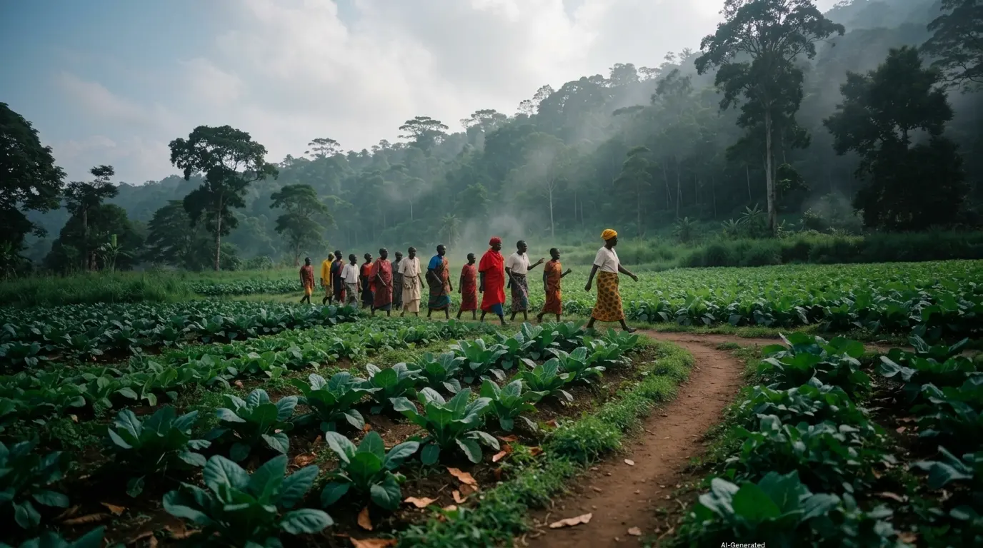 Illustration of people exploring the farm